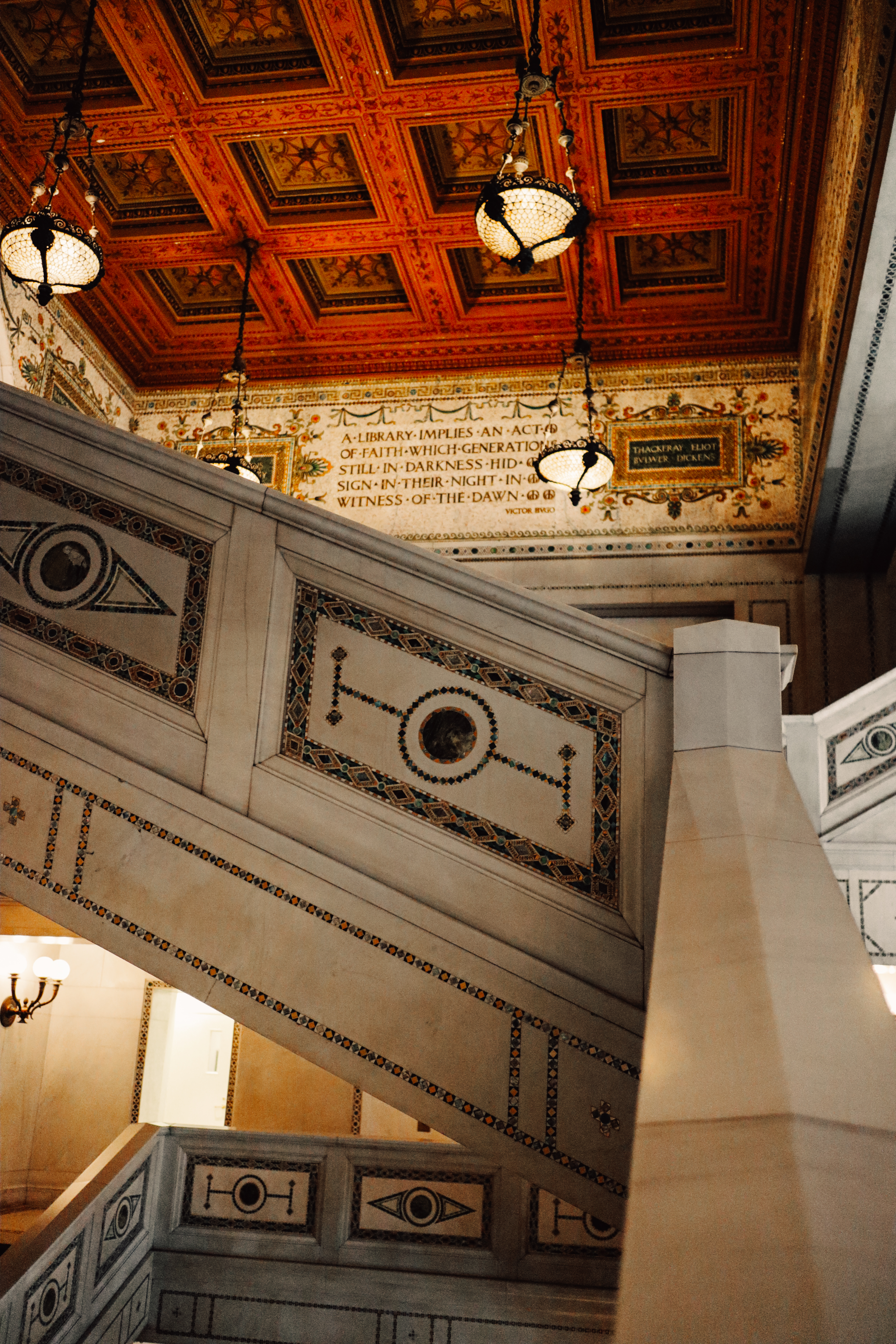 Chicago Cultural Center Preston Bradley Hall — warm marble archways and mosaic ceiling