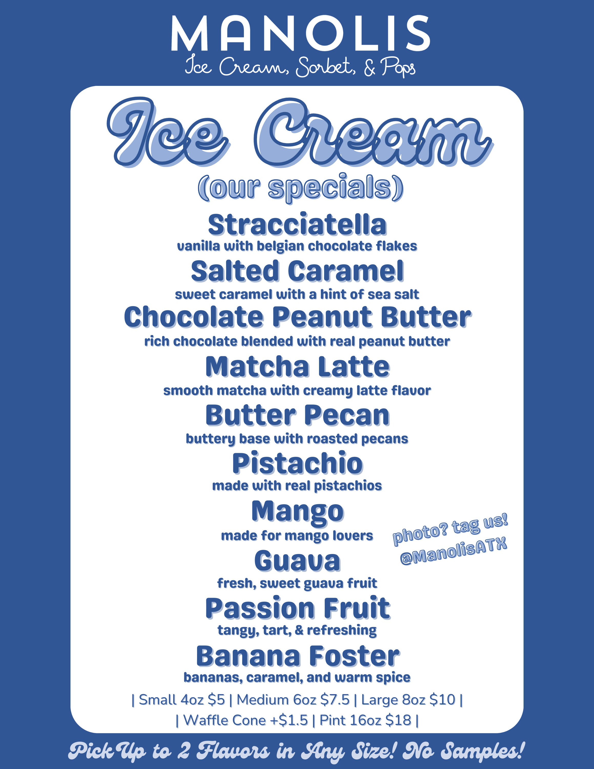 2026 menu — Ice Cream specials