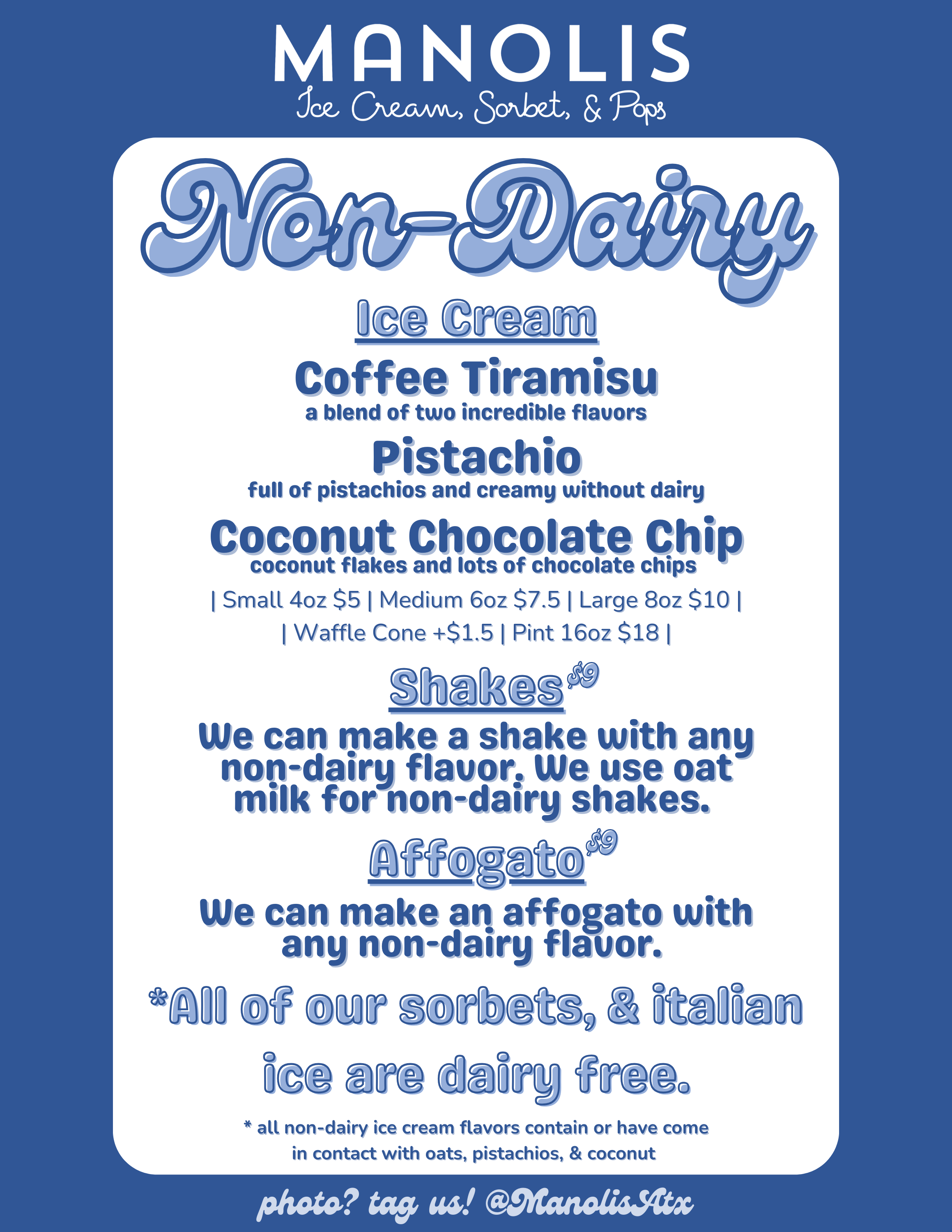 2026 menu — Non-dairy