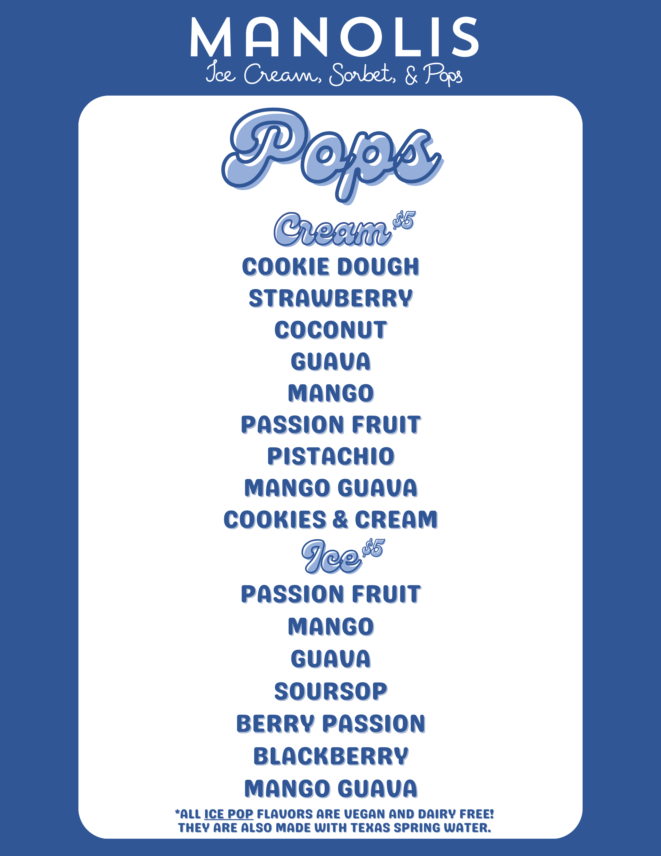 2026 menu — Pops