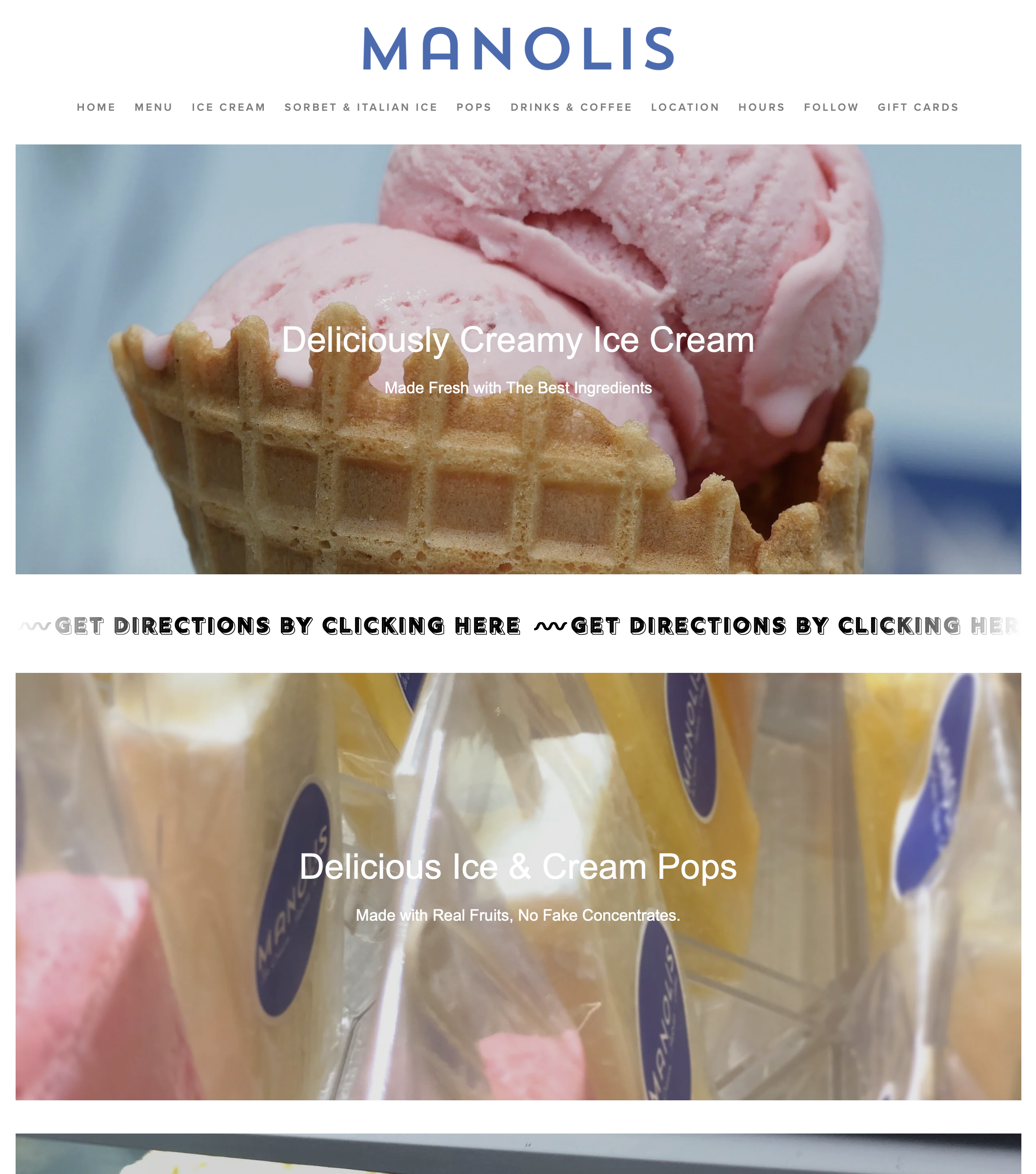 Manolis website — top of homepage