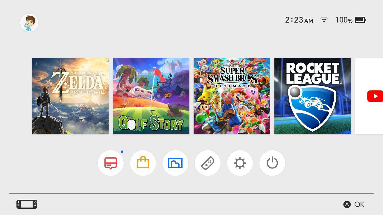Current Nintendo Switch UI